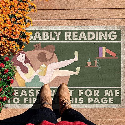 Alternative view of Probably Reading Please Wait for Me to Finish This Page Student Girl Gifts Indoor Outdoor Decorative Doormat