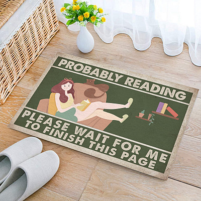 Probably Reading Please Wait for Me to Finish This Page Student Girl Gifts Indoor Outdoor Decorative Doormat
