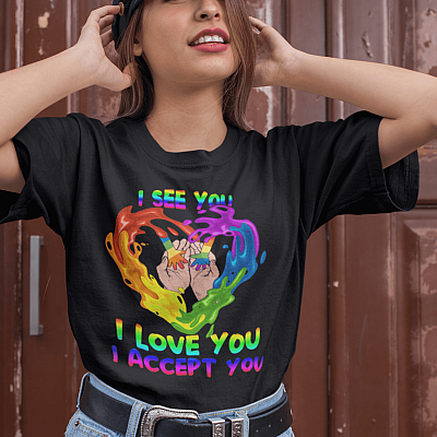 Alternative view of LGBT I See You I Love You I Accept You LGBT Proud Mom Dad T-shirt -  LGBTQ Gay Pride Shirt
