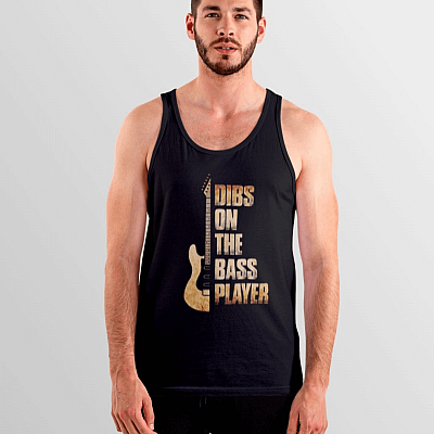 Alternative view of Dibs on The Bass Player Cotton Tank Top Tee - Ladies Racerback Tank