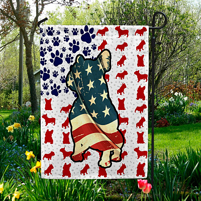 French Bulldog American Outdoor House Flag - 4th Of July Home Garden Flag - US Patriot Flag - Patriotic Home Decor