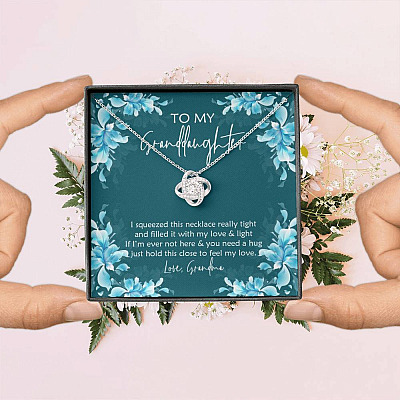 To My Granddaughter I Squeezed This Necklace Really Tight and Filled It with Love Love Knot Pendant Necklace