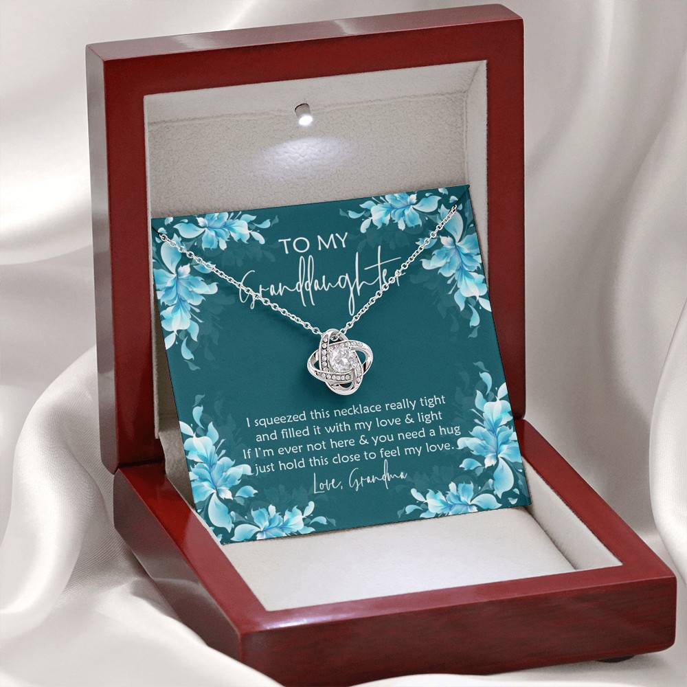 To My Granddaughter I Squeezed This Necklace Really Tight and Filled It with Love Love Knot Pendant Necklace To My Granddaughter I Squeezed This Necklace Really Tight and Filled It with Love Love Knot Pendant Necklace