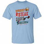 Whiskey Steak Guns Tshirt, Light Blue, Unisex T-Shirt