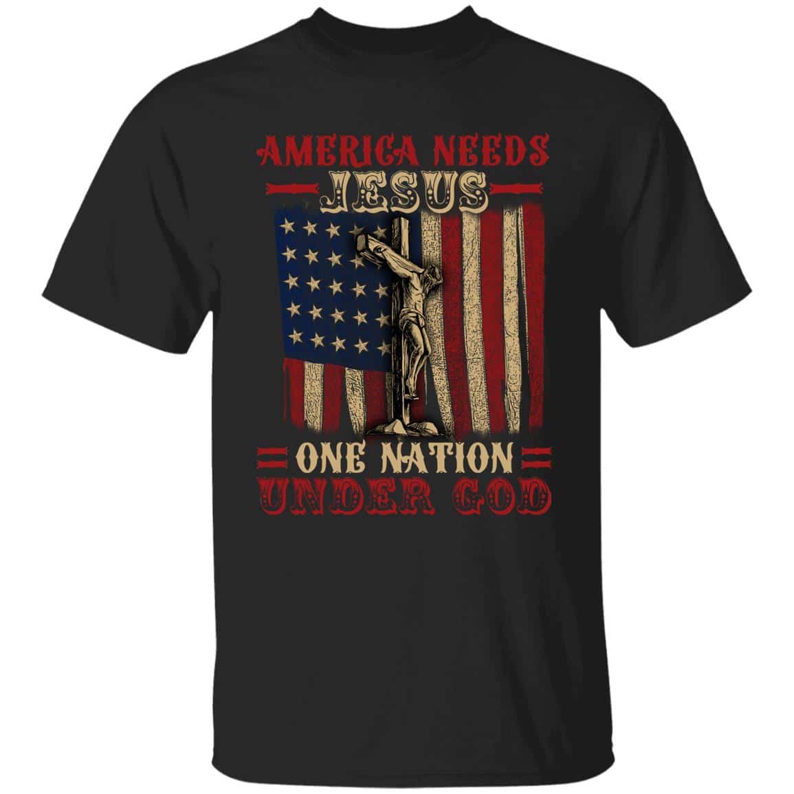 America Needs Jesus tshirt, Black, Unisex T-Shirt