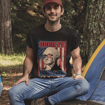Alternative view of Vintage George 4th of July Suck It England T-Shirt - Funny American President 4th of July Shirt