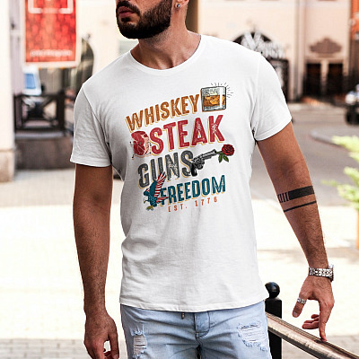 Alternative view of Whiskey Steak Guns Freedom Est 1776 Shirt - 4th Of July Shirt - Independence Day Shirt