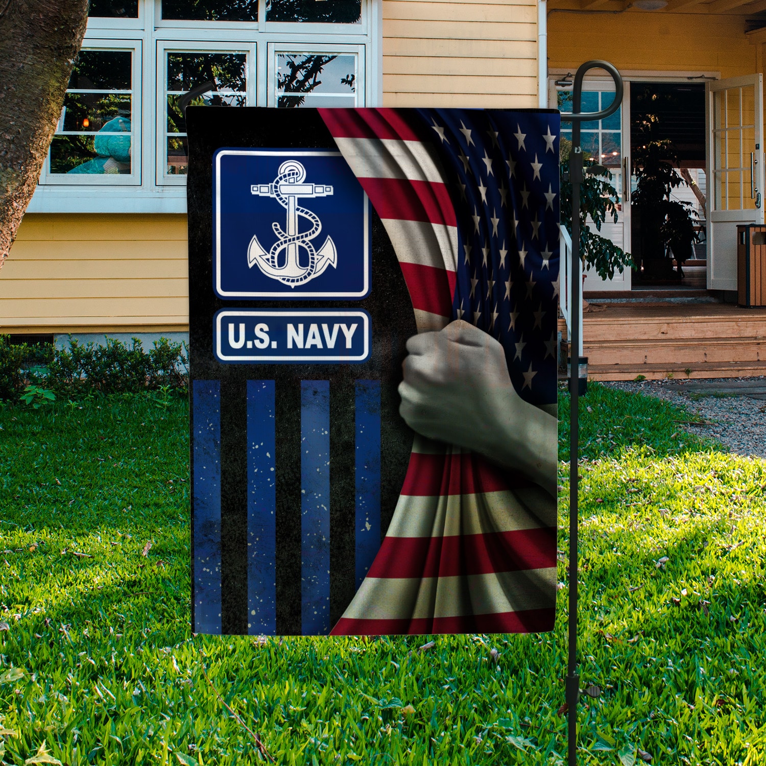 6. US Navy Flag Garden Flag Mockup 3