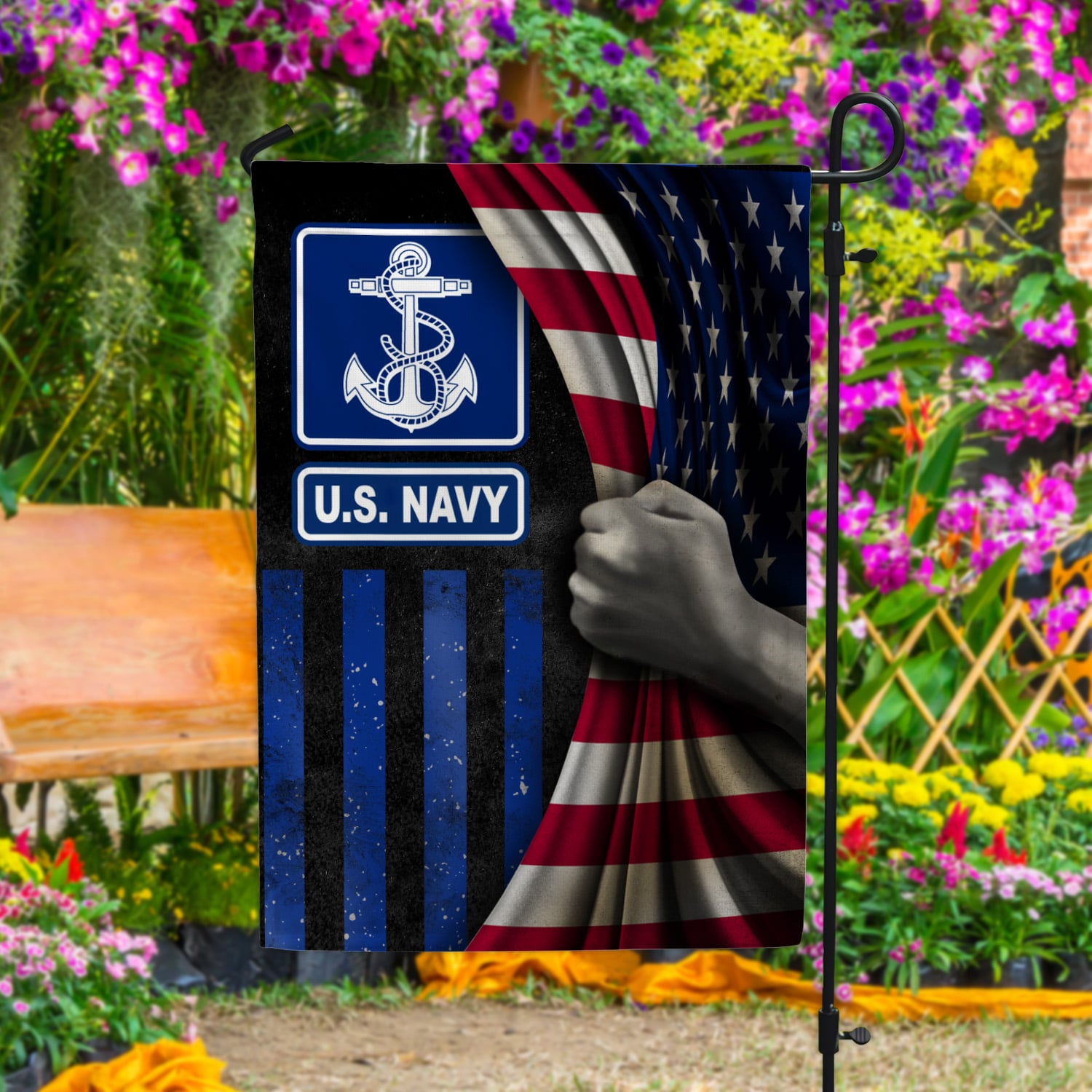 6. US Navy Flag Garden Flag Mockup 4