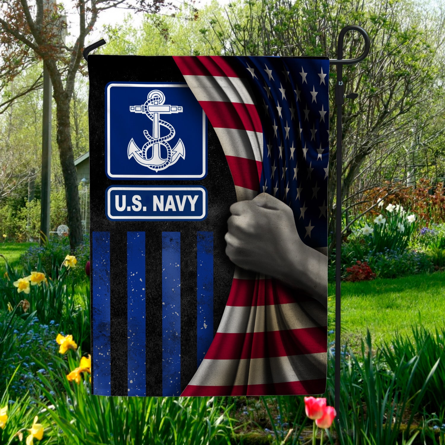 6. US Navy Flag Garden Flag Mockup 5