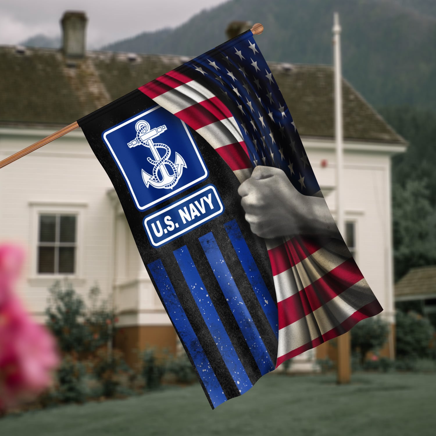 6. US Navy Flag House Flag Mockup 4