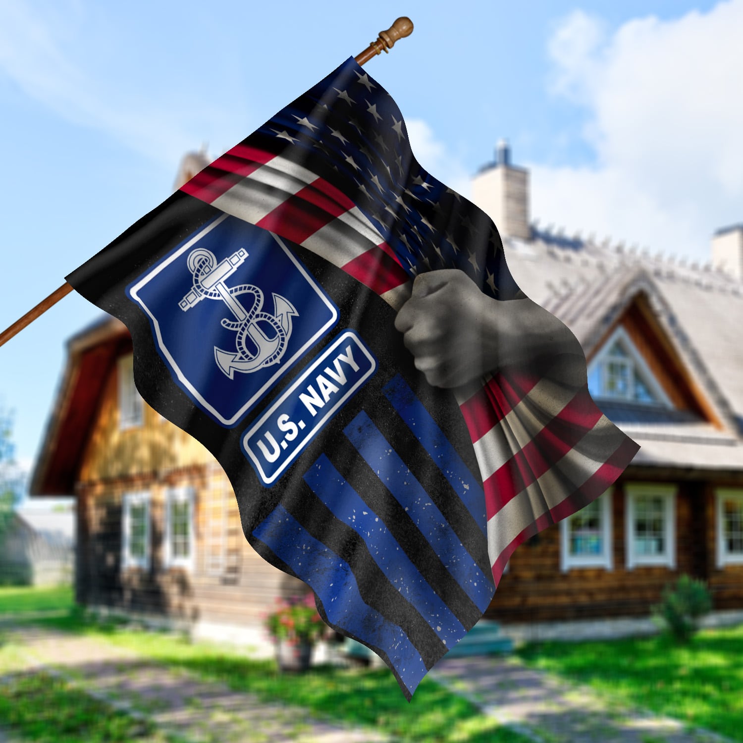 6. US Navy Flag House Flag Mockup 5