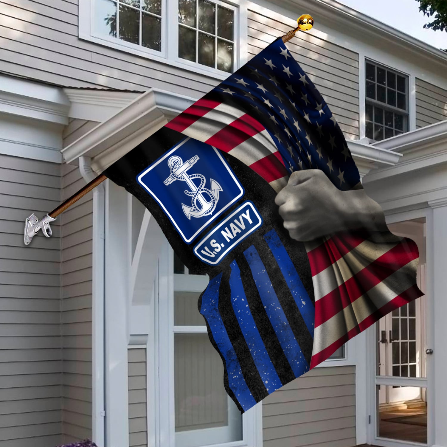 6. US Navy Flag House Flag Mockup 6