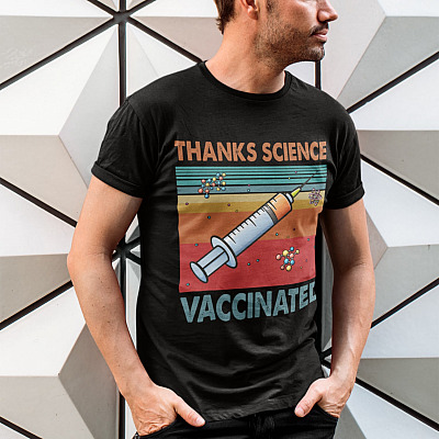 Alternative view of Vintage Thanks Science Vaccinated T-Shirt - Vintage Pro Vax Needle Shirt