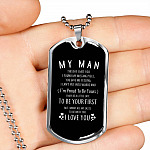 To My Man the Day I Meet You I Found My Missing Piece I Love You Dog Tag Pendant Necklace