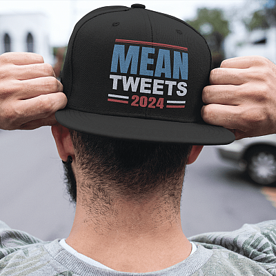 Alternative view of Funny Political Trump Supporter Mean Tweets 2024 Twill Cap - High-Profile Snapback Hat - Trucker Hat