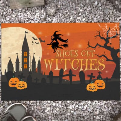 Halloween Witch Shoes Off Witches Doormat - Indoor Outdoor Doormat