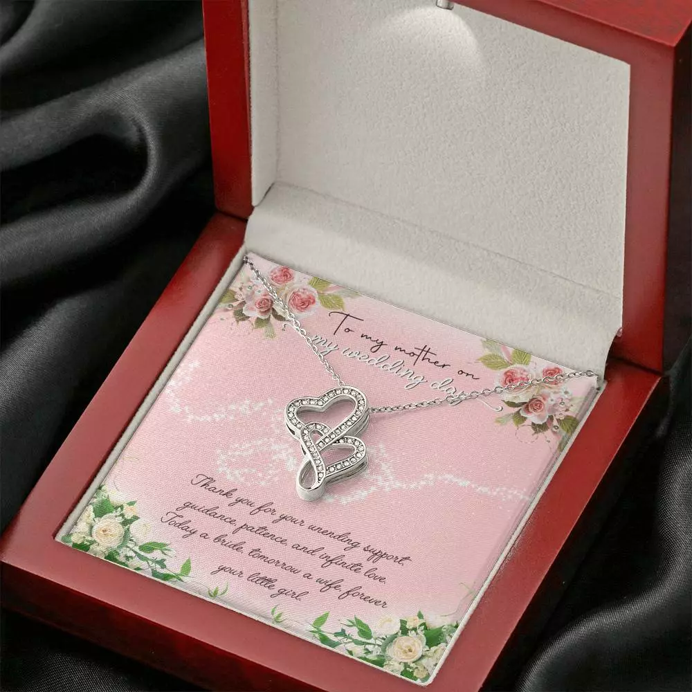 To My Mother On My Wedding Day Double Hearts Necklace - Wedding Mother Of The Bride Gifts From Daughter