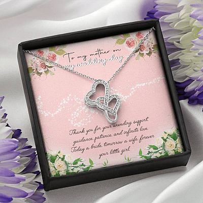 To My Mother On My Wedding Day Double Hearts Necklace - Wedding Mother Of The Bride Gifts From Daughter