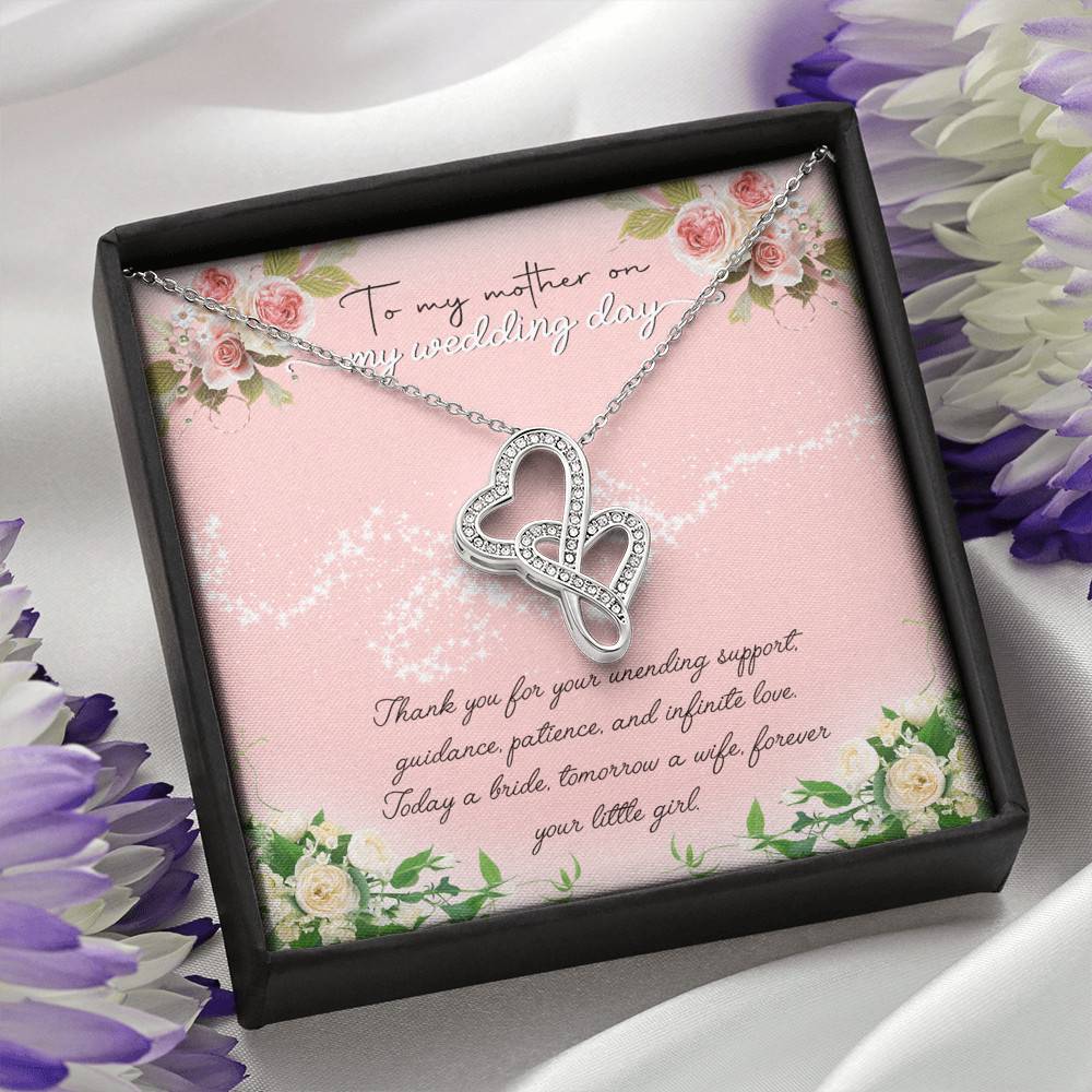 To My Mother On My Wedding Day Double Hearts Necklace - Wedding Mother Of The Bride Gifts From Daughter