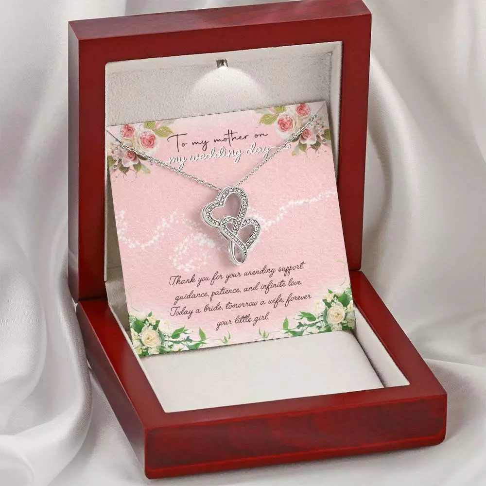 To My Mother On My Wedding Day Double Hearts Necklace - Wedding Mother Of The Bride Gifts From Daughter