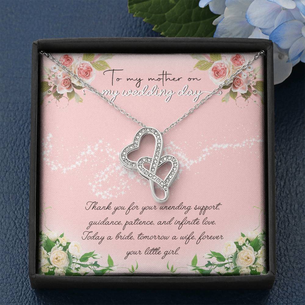 To My Mother On My Wedding Day Double Hearts Necklace - Wedding Mother Of The Bride Gifts From Daughter