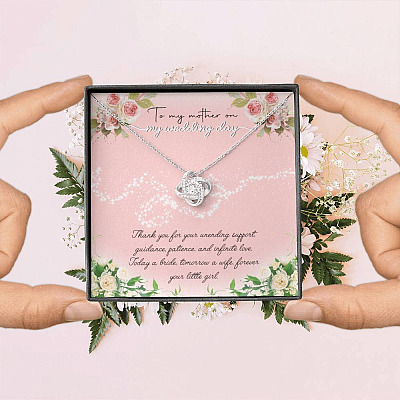 To My Mother On My Wedding Day Love Knot Necklace - Wedding Mother Of The Bride Gifts From Daughter