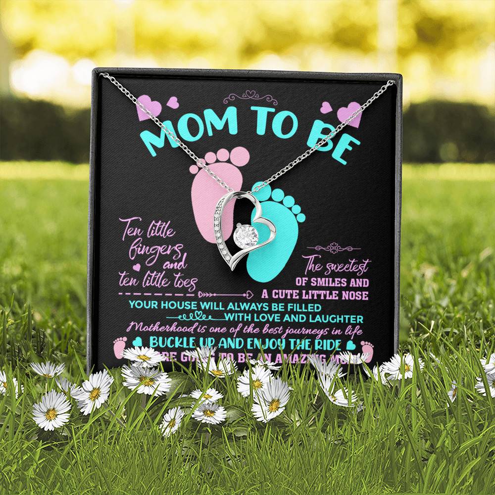 Mom To Be Ten Little Fingers And Ten Little Toes New Mom Forever Love Heart Pendant Necklace