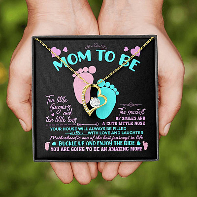 Mom To Be Ten Little Fingers And Ten Little Toes New Mom Forever Love Heart Pendant Necklace