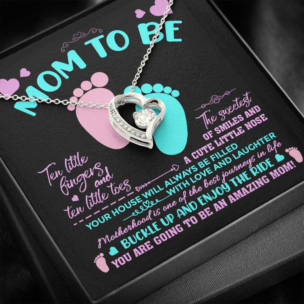 Mom To Be Ten Little Fingers And Ten Little Toes New Mom Forever Love Heart Pendant Necklace