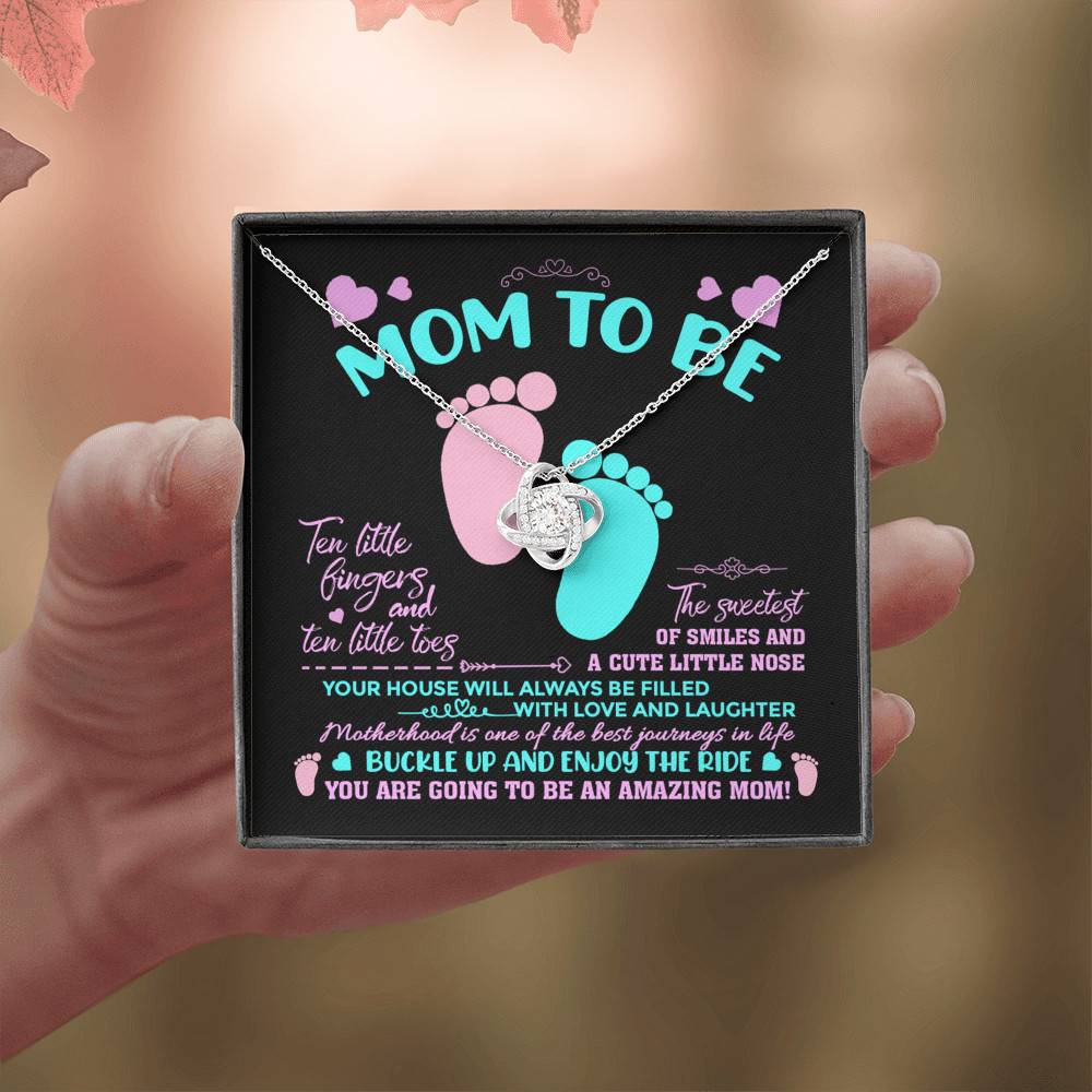 Mom To Be Ten Little Fingers And Ten Little Toes New Mom Love Knot Pendant Necklace Mom To Be Ten Little Fingers And Ten Little Toes New Mom Love Knot Pendant Necklace