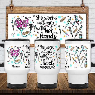 14 oz. White Travel Mug