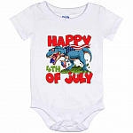 Dinosaur Happy 4th Of July Onesie, White, Baby Onesie - 12 Month