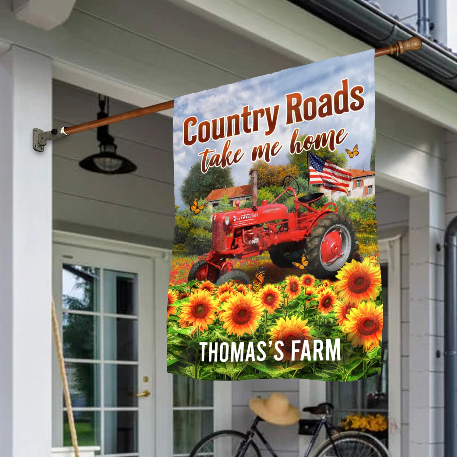 6UT. Country Road (Sample Design) House Flag Mockup 1