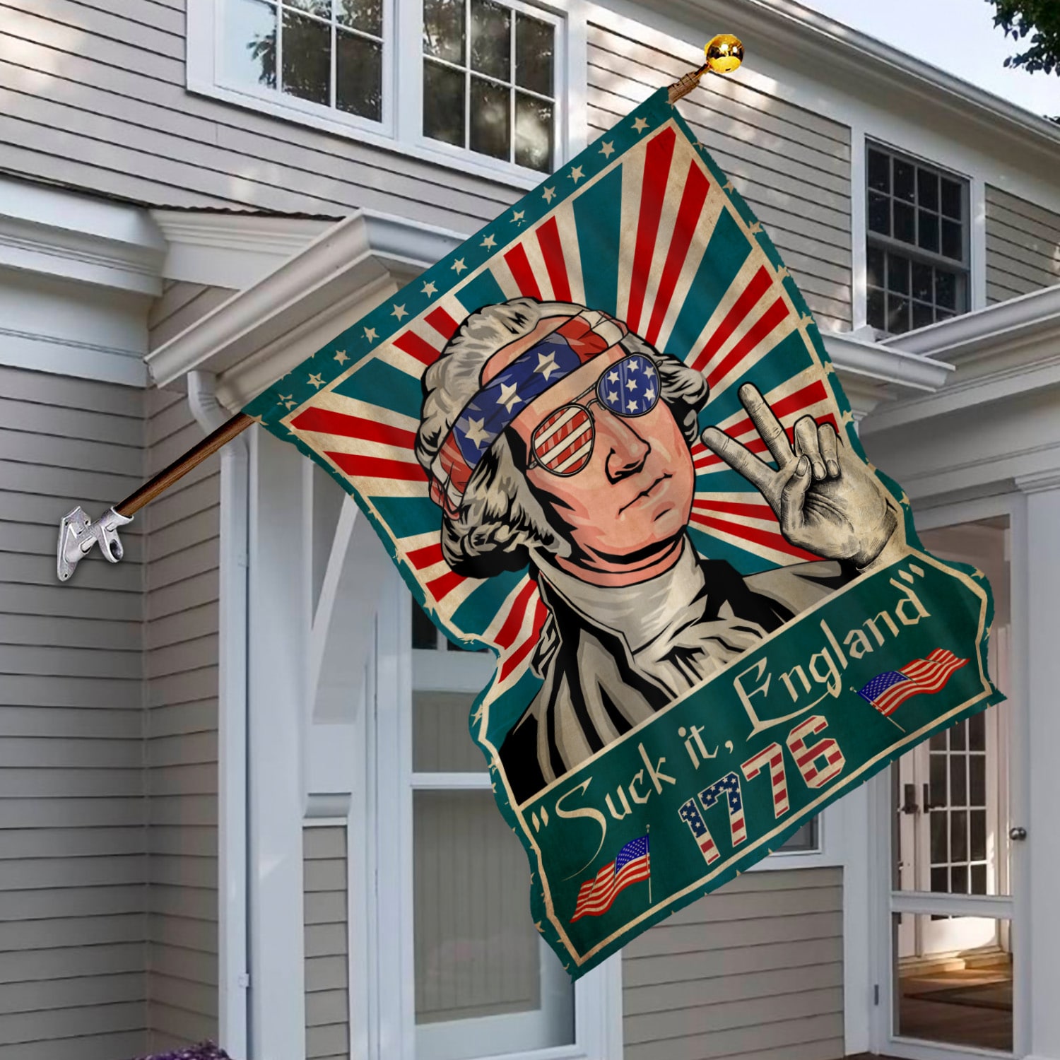 5KT. Suck it, England 1776 copy House Flag Mockup 6