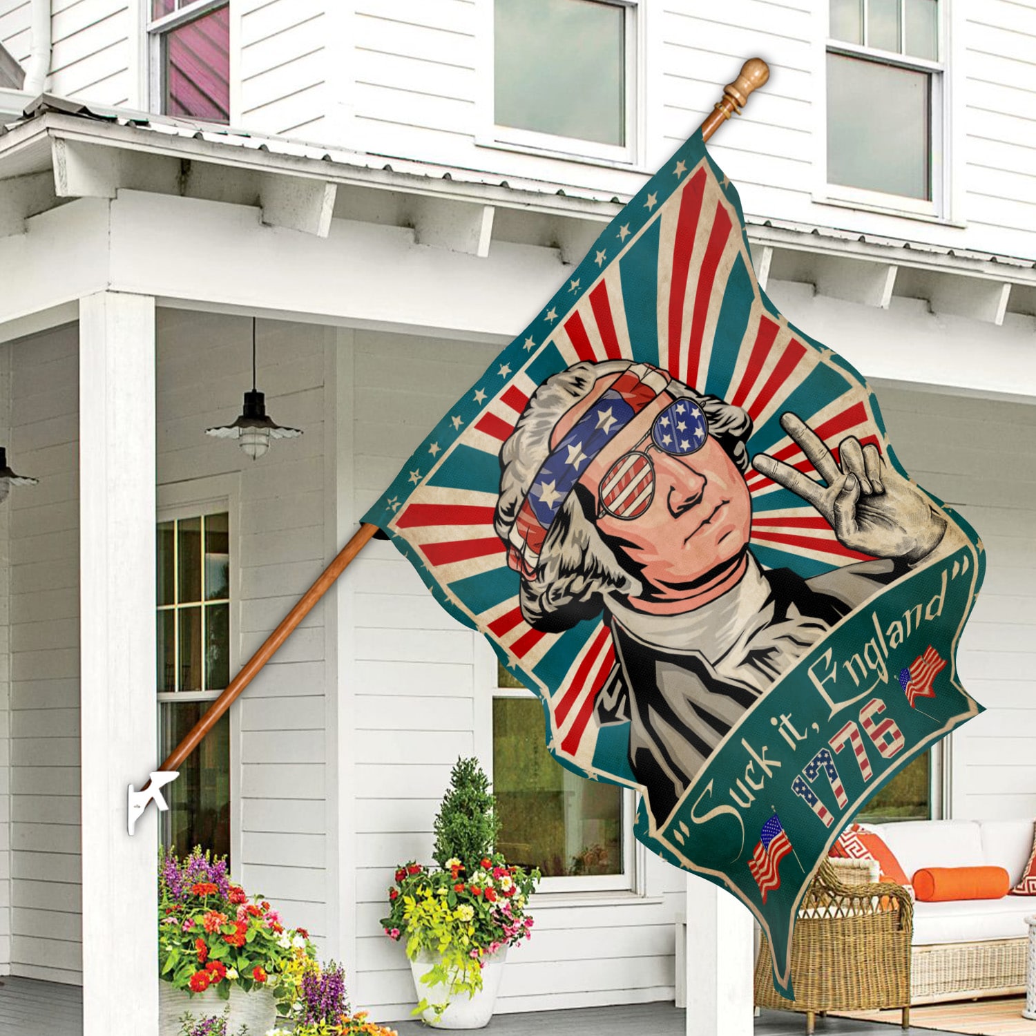 5KT. Suck it, England 1776 copy House Flag Mockup 7