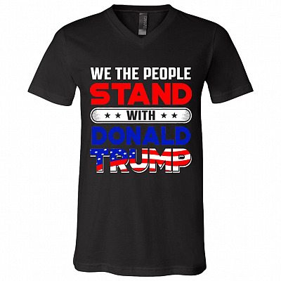 We The People Stand With, Black, V-Neck T-Shirt