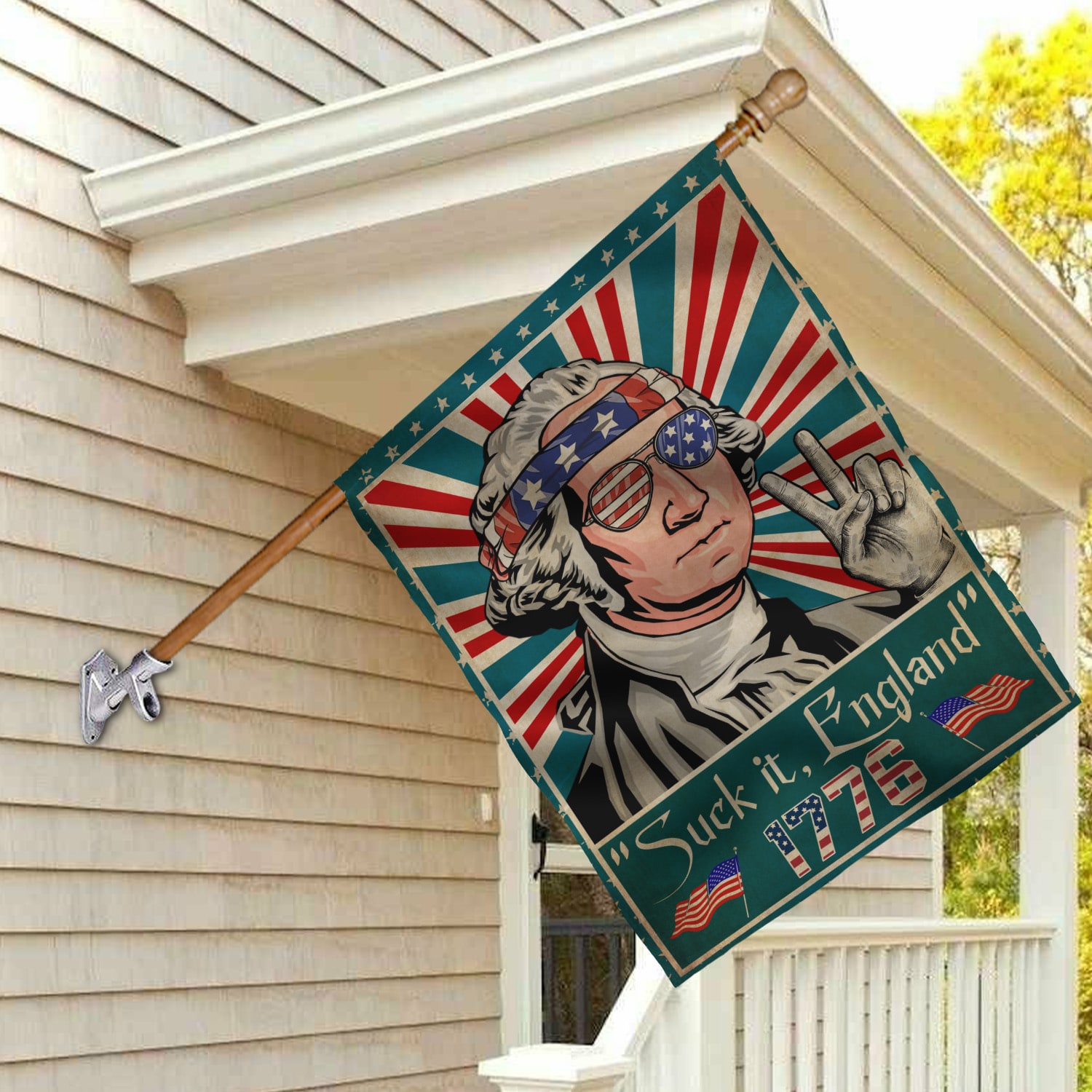 5KT. Suck it, England 1776 copy House Flag Mockup 2