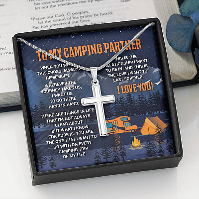 To My Camping Partner When You Wear This Cross Always Remember Artisan Crafted Cross Necklace - Camper Gifts