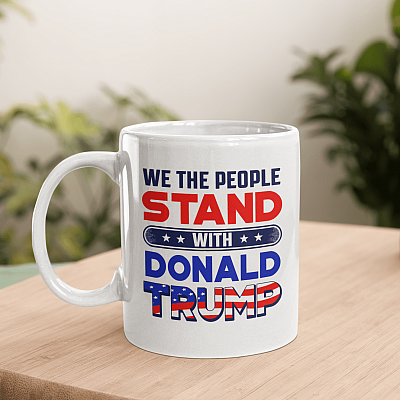 We The People Stand With Donald Trump Coffee Mug - Pro Trump 2024 Trump Supporter Travel Bottle