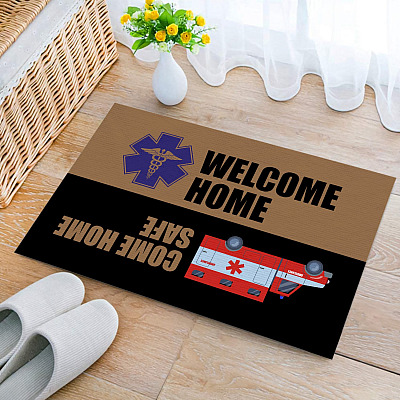 Paramedic Gifts Welcome Home Come Home Safe Welcome Mat Gift Outdoor Decorative Doormat
