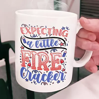 Alternative view of Expecting A Little Firecracker 4th Of July Pregnancy Announcement Mug - Cute 4th Of July Baby Announcement