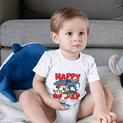 Alternative view of Happy 4th Of July Baby Onesie - Baby Infant Bodysuit
