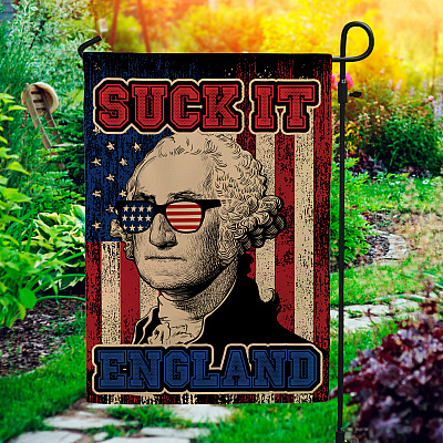 Alternative view of Vintage George 1776 Suck It England Funny 4th of July House Flag - Garden Flag
