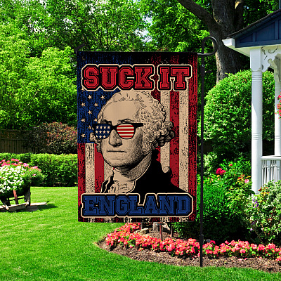 Vintage George 1776 Suck It England Funny 4th of July House Flag - Garden Flag