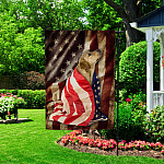 3LV. Dog and Flag 4th July-2 Garden Flag Mockup 2