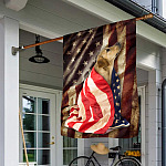 3LV. Dog and Flag 4th July-2 House Flag Mockup 1