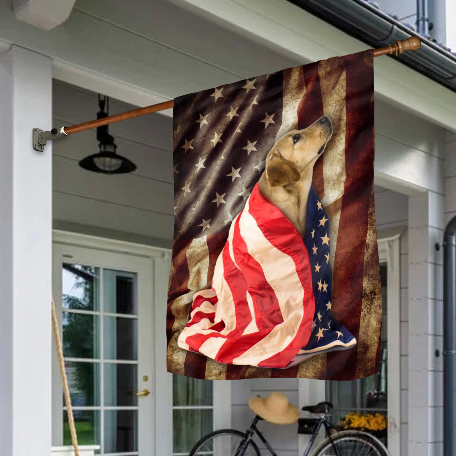 3LV. Dog and Flag 4th July-2 House Flag Mockup 1