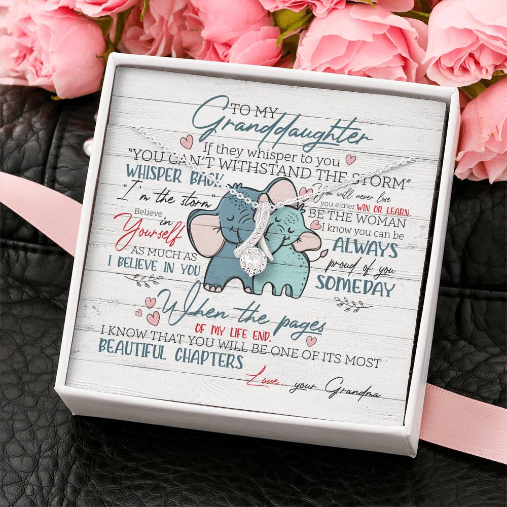 To My Granddaughter If They Whisper To You Elephant Alluring Beauty Necklace Granddaughter Gifts From Grandma
