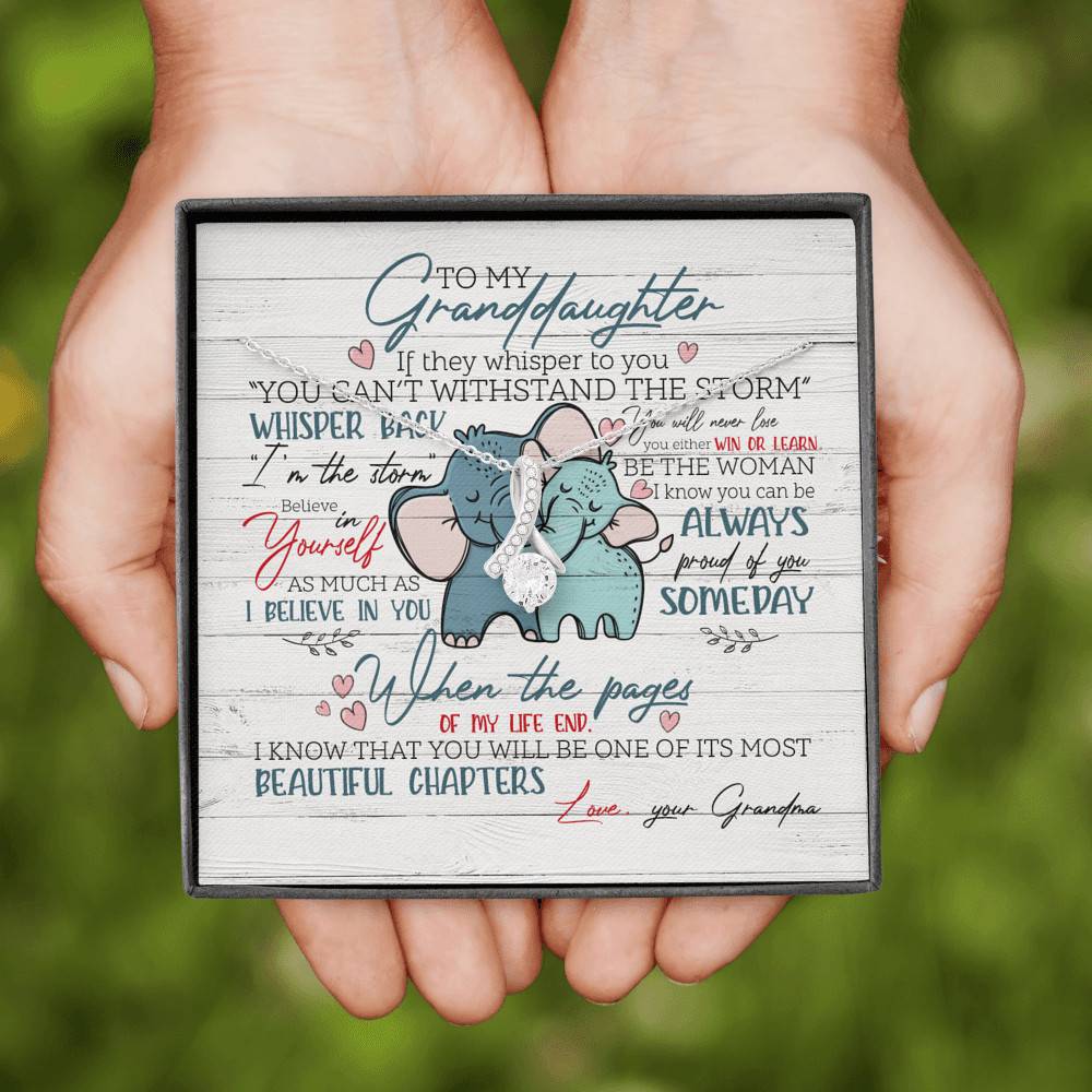 To My Granddaughter If They Whisper To You Elephant Alluring Beauty Necklace Granddaughter Gifts From Grandma